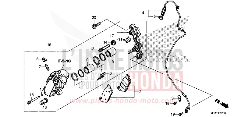 ETRIER DE FREIN AVANT de Integra 750 MAT BULLET SILVER (NH389) de 2016
